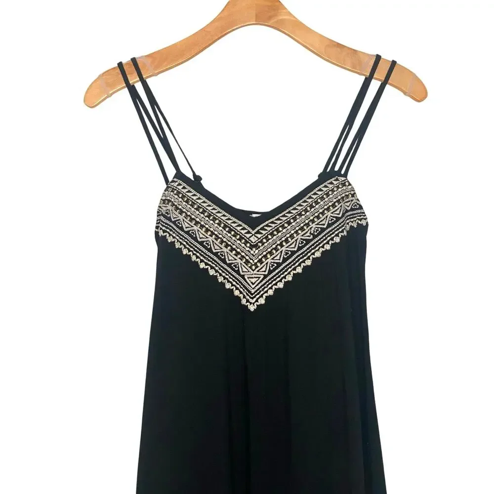 American Eagle Outfitters embroidered black boho mini dress size small